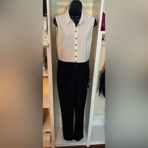 Chic Navy and White Sleeveless Jumpsuit